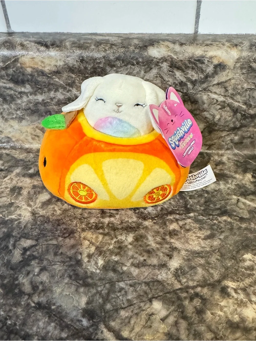 Squishmallows Orange and White Fruit Bunny Plush - Picture 1 of 4